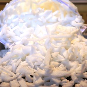 Foam shredded