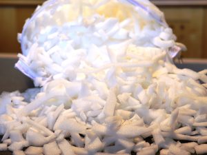 Foam shredded